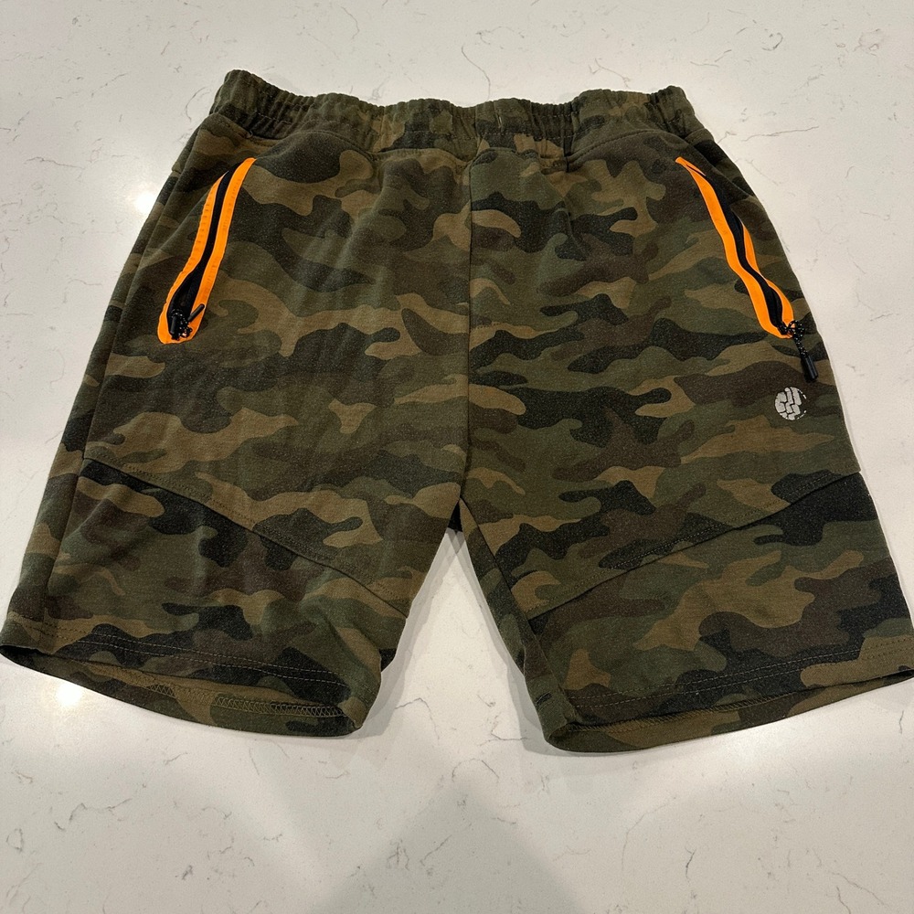 BKLYN Athletics Men Camo Jogger Shorts Green Orange Size L Camouflage Pockets